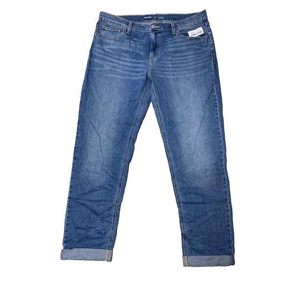 NWT Old Navy WOW Boyfriend Blue Jeans Womens 12L 36x33 Mid Rise Straight Leg - Picture 2 of 12